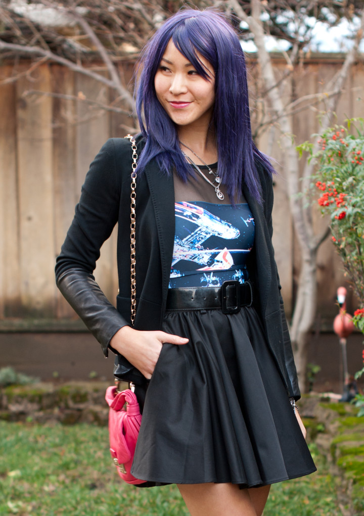 Purple Wig Star Wars Bodysuit and Skirt