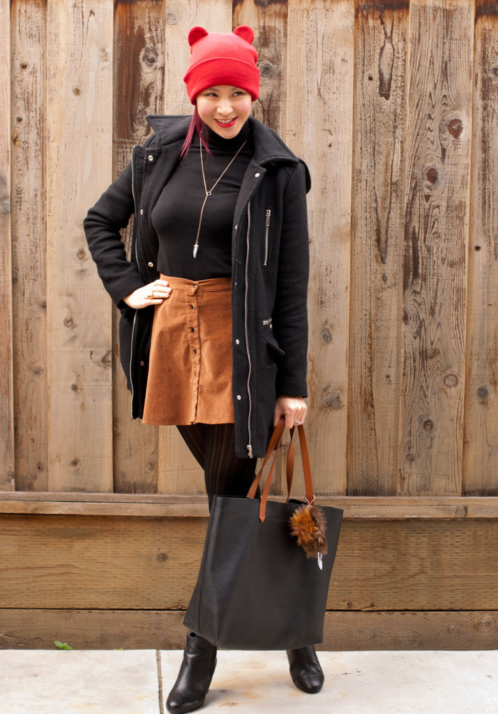 Turtleneck and Corduroy Circle Skirt + Transport Tote