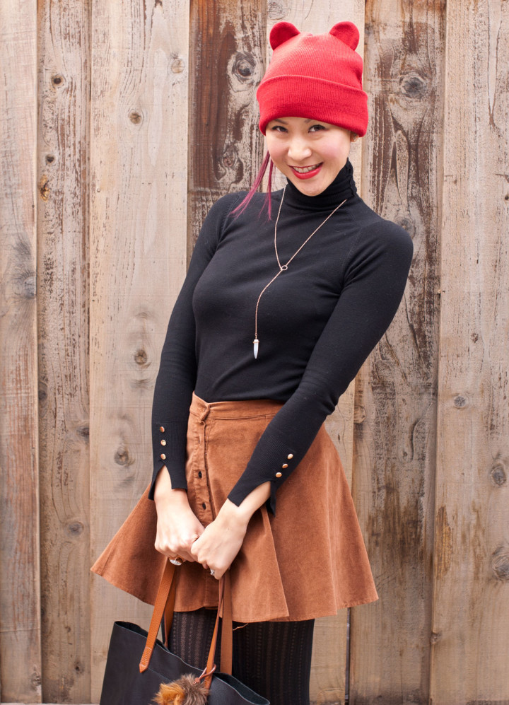 Turtleneck and Corduroy Circle Skirt