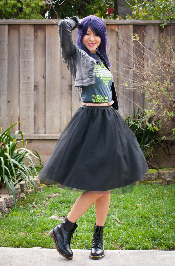 Space Invaders Shirt with Tulle Skirt