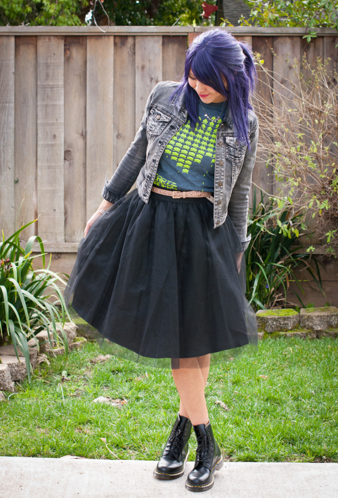 Space Invaders Shirt with Tulle Skirt