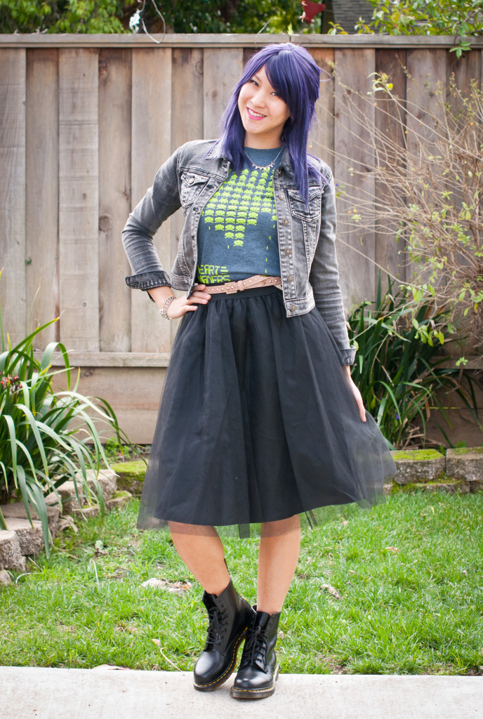 Gaming Shirt with Skirt and Boots Outfit