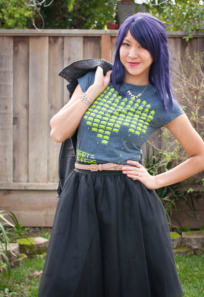 Space Invaders Shirt with Tulle Skirt