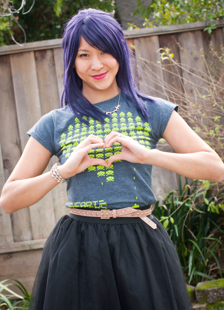 Space Invaders Shirt with Tulle Skirt