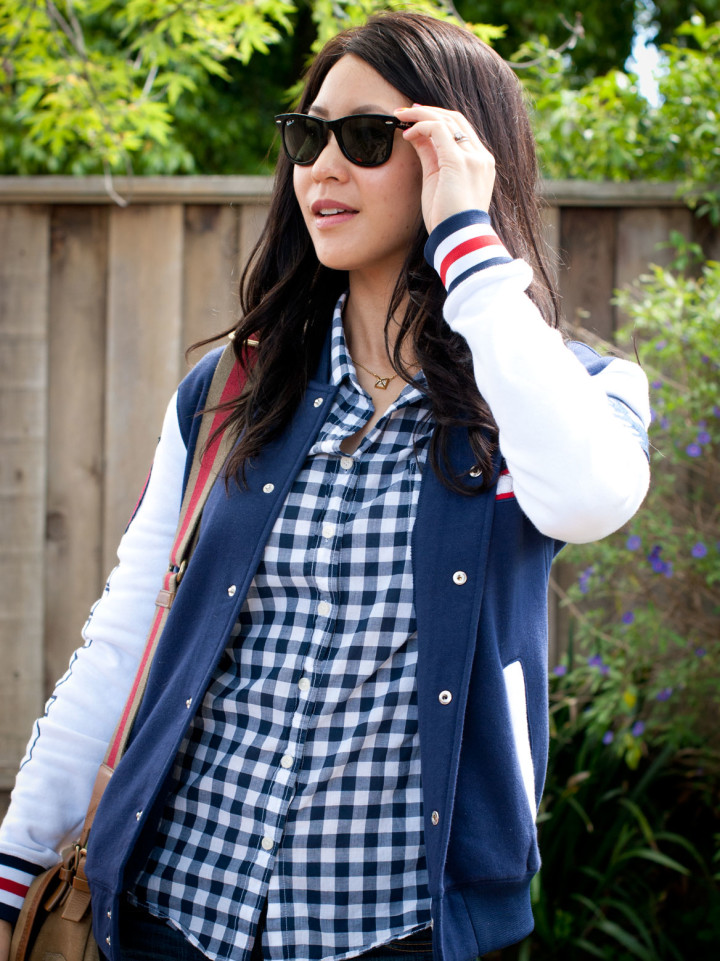 Captain America Varsity Jacket with Plaid Shirt