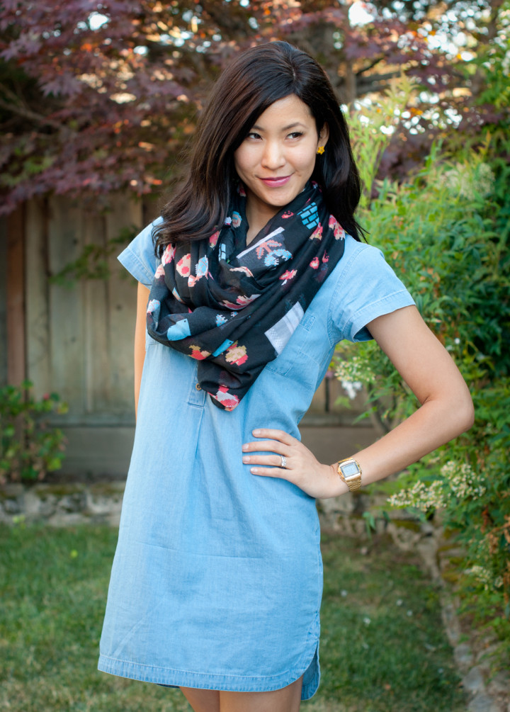 Super Mario Scarf and Chambray Dress