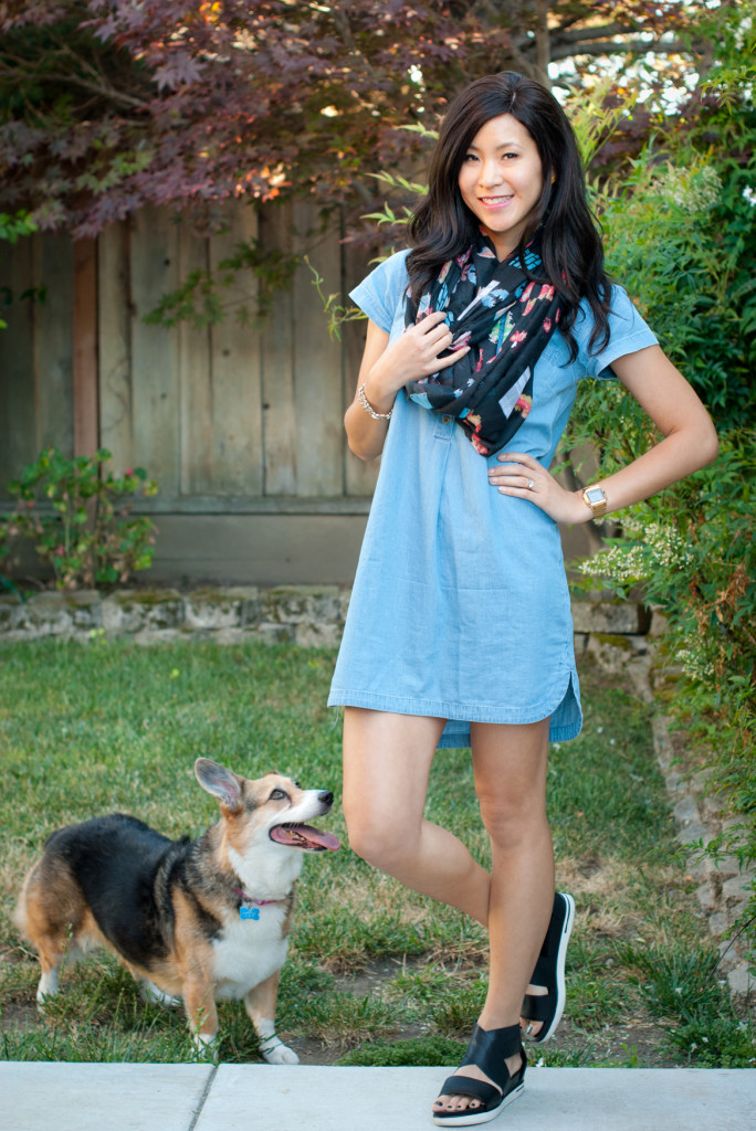 Super Mario Scarf and Chambray Dress