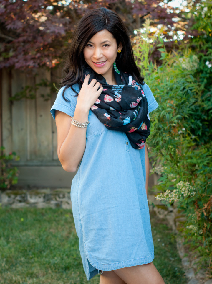 Super Mario Scarf and Chambray Dress