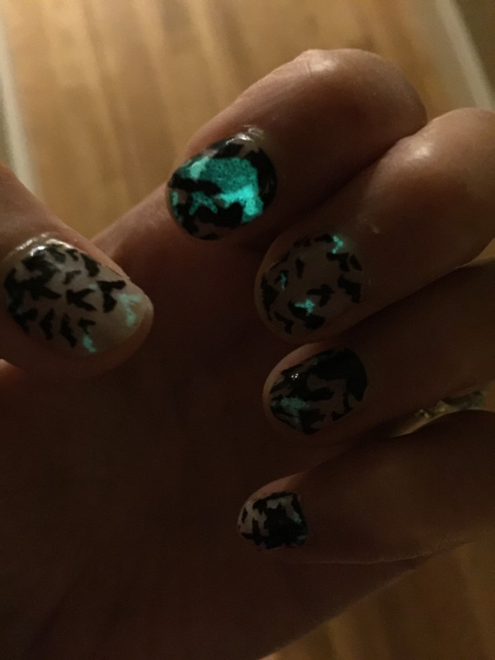 Glow in the Dark Bat Print Nails Espionage Cosmetics