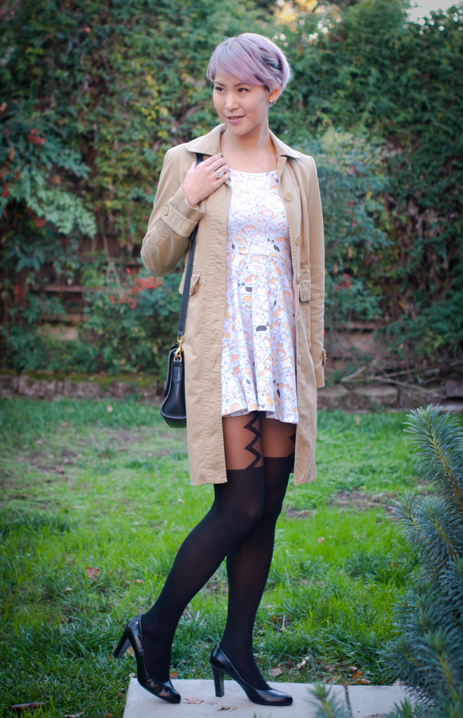 Corgi Print Dress and suspender tights