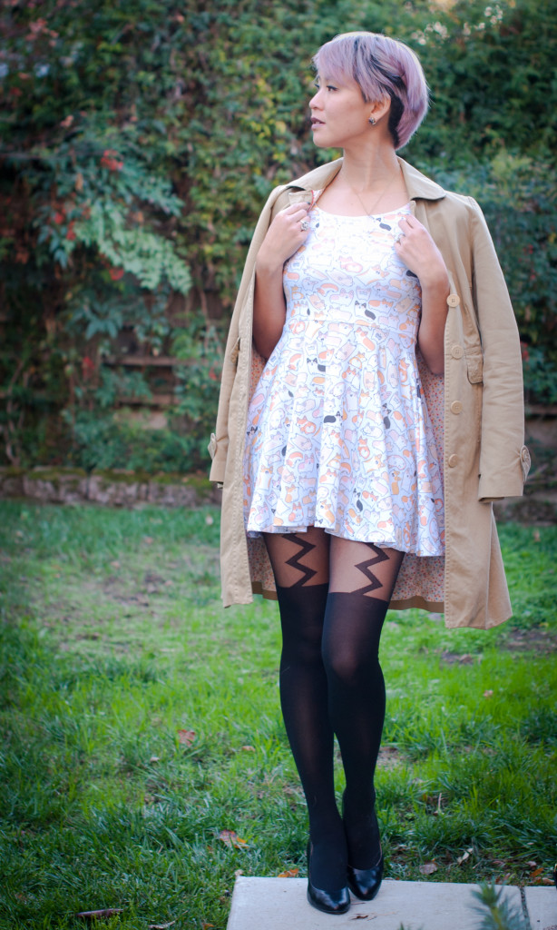 Corgi Print Dress and suspender tights