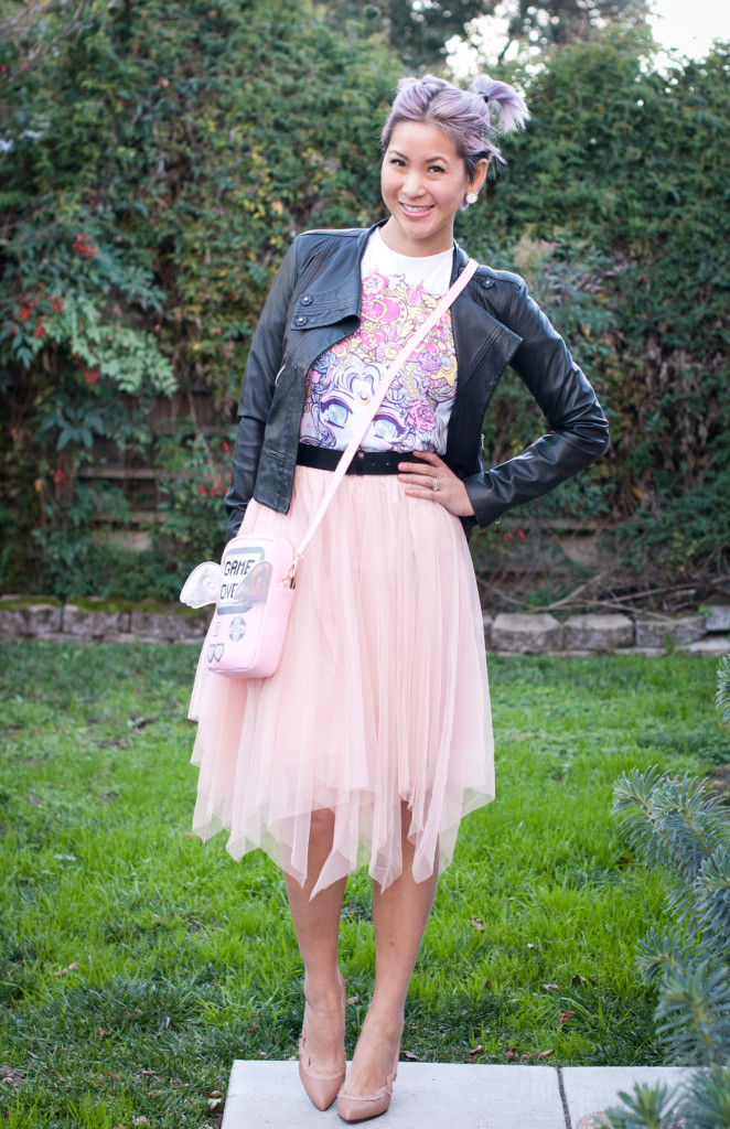 sailor moon tee and tulle skirt outfit