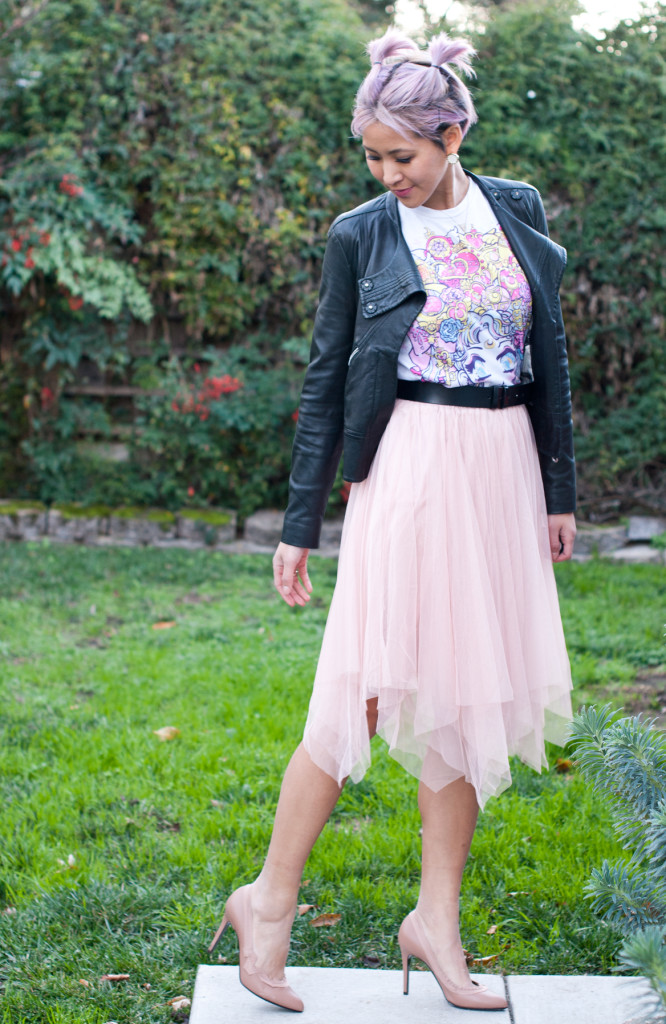 sailor moon tee and tulle skirt outfit