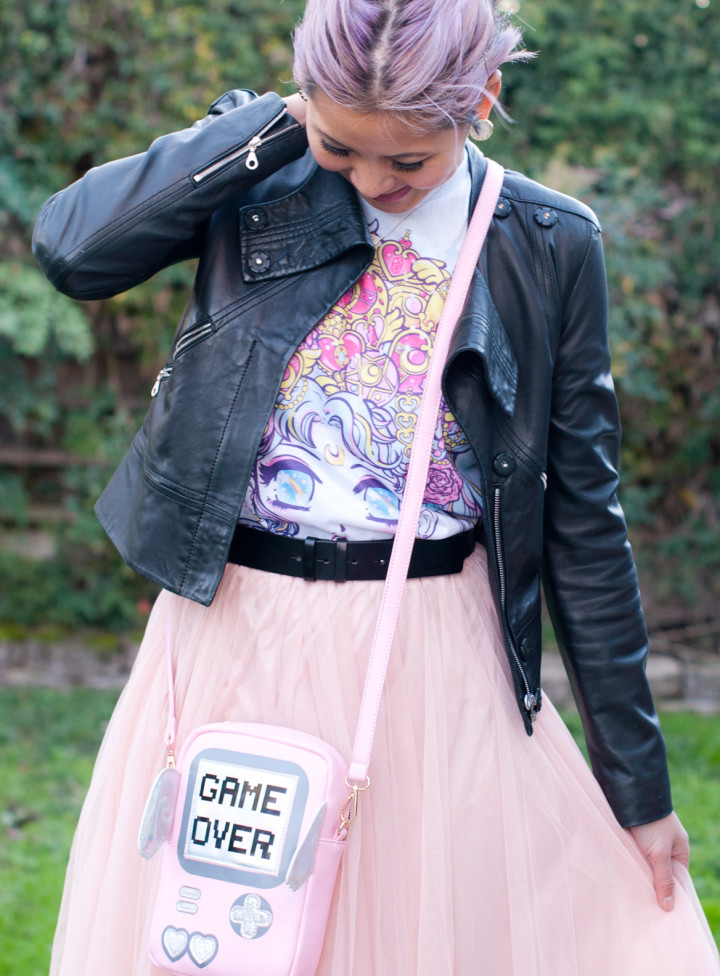 sailor moon tee and tulle skirt outfit