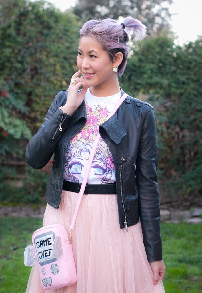 sailor moon tee and tulle skirt outfit