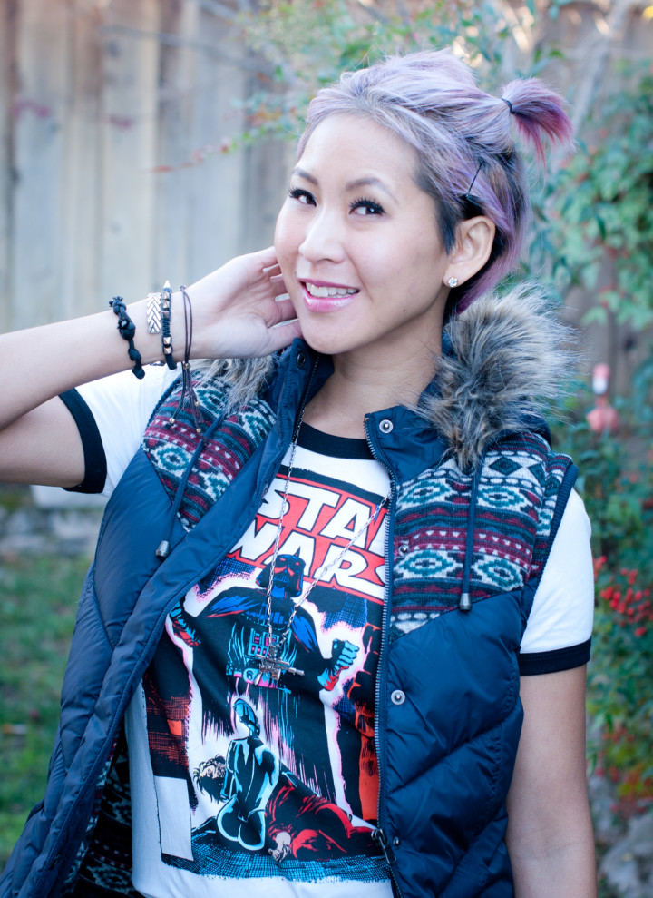 Fur vest, Bell Bottoms, Star Wars Comic Ringer Tee