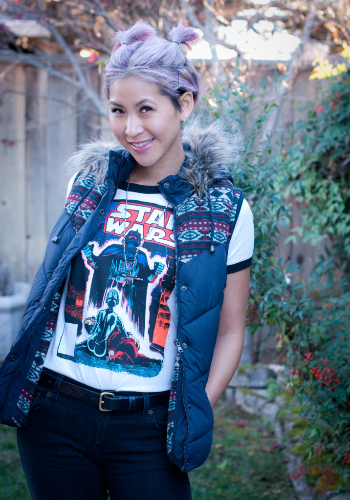 Fur vest, Bell Bottoms, Star Wars Comic Ringer Tee