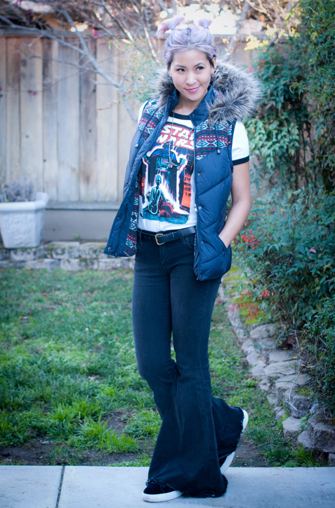 Fur vest, Bell Bottoms, Star Wars Comic Ringer Tee