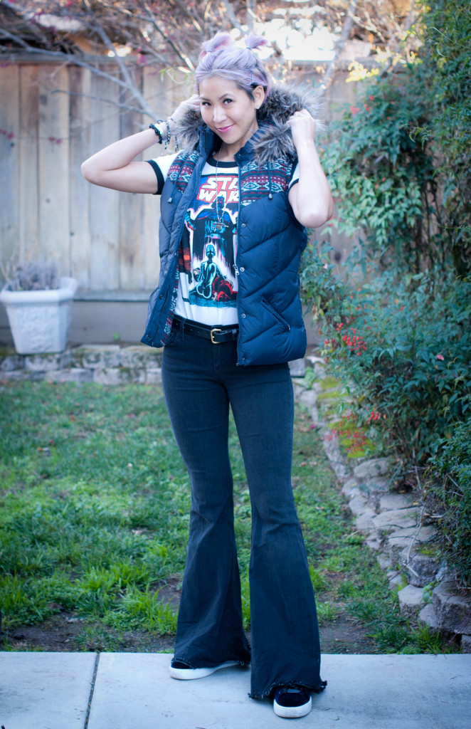 Fur vest, Bell Bottoms, Star Wars Comic Ringer Tee