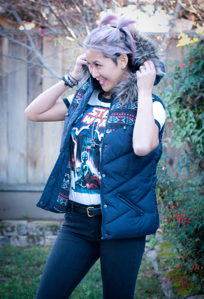 Fur vest, Bell Bottoms, Star Wars Comic Ringer Tee