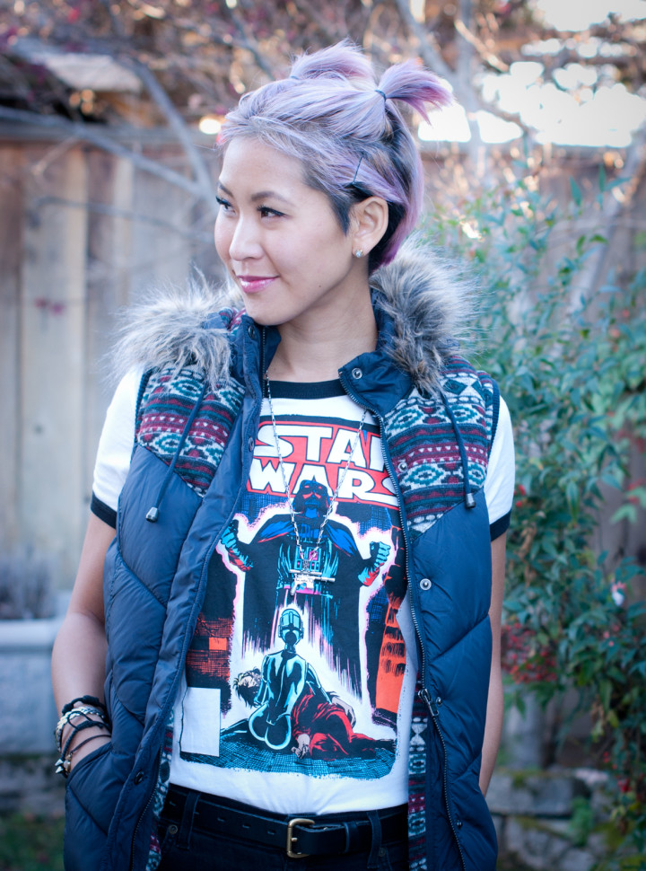 Fur vest, Bell Bottoms, Star Wars Comic Ringer Tee