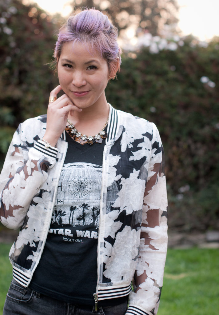 Rogue One tee and Sheer Bomber Jacket