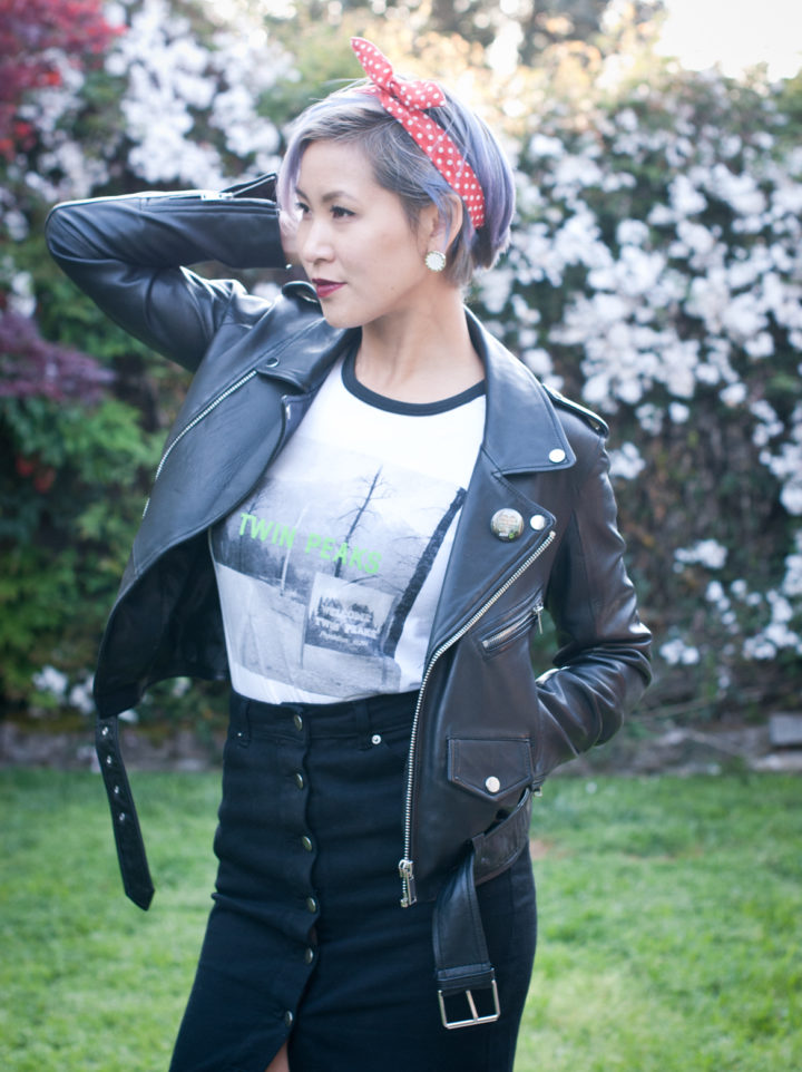 Twin Peaks Leather Biker Jacket Retro Outfit 