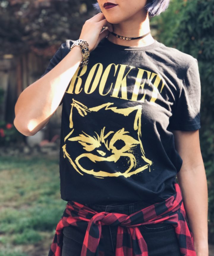 Rocket Raccoon Guardians of the Galaxy Band Tee 90s Grunge Outfit