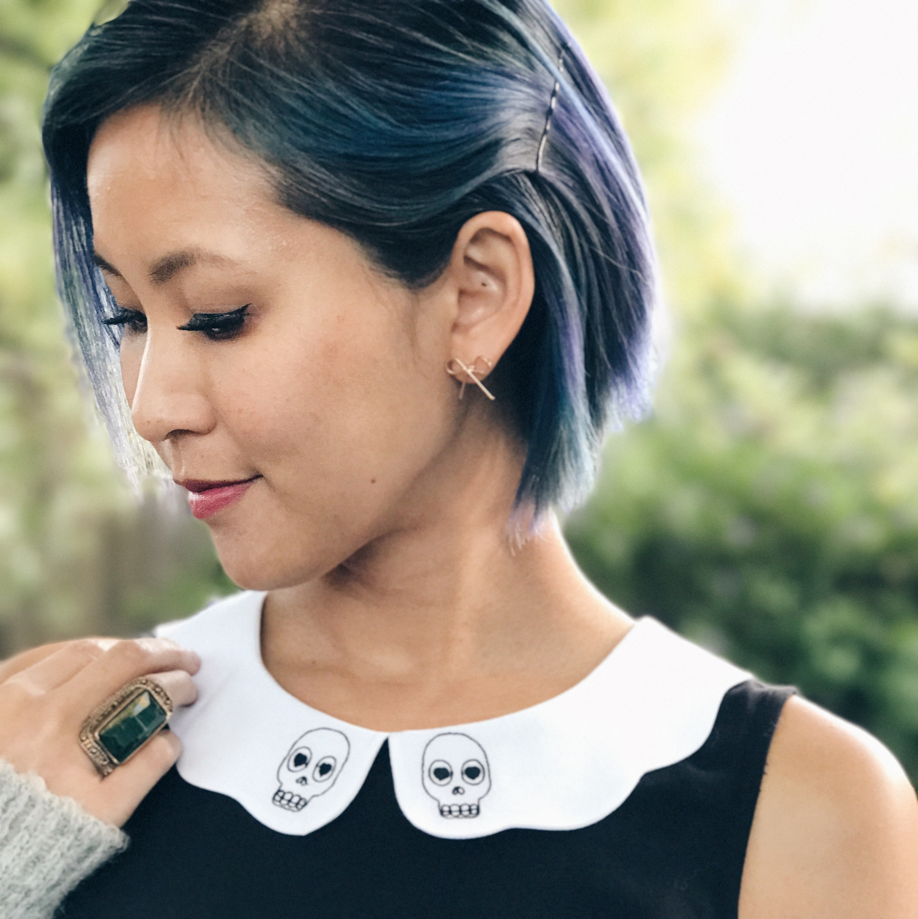 Cute Skull Collar Top Ghoulish October Outfit