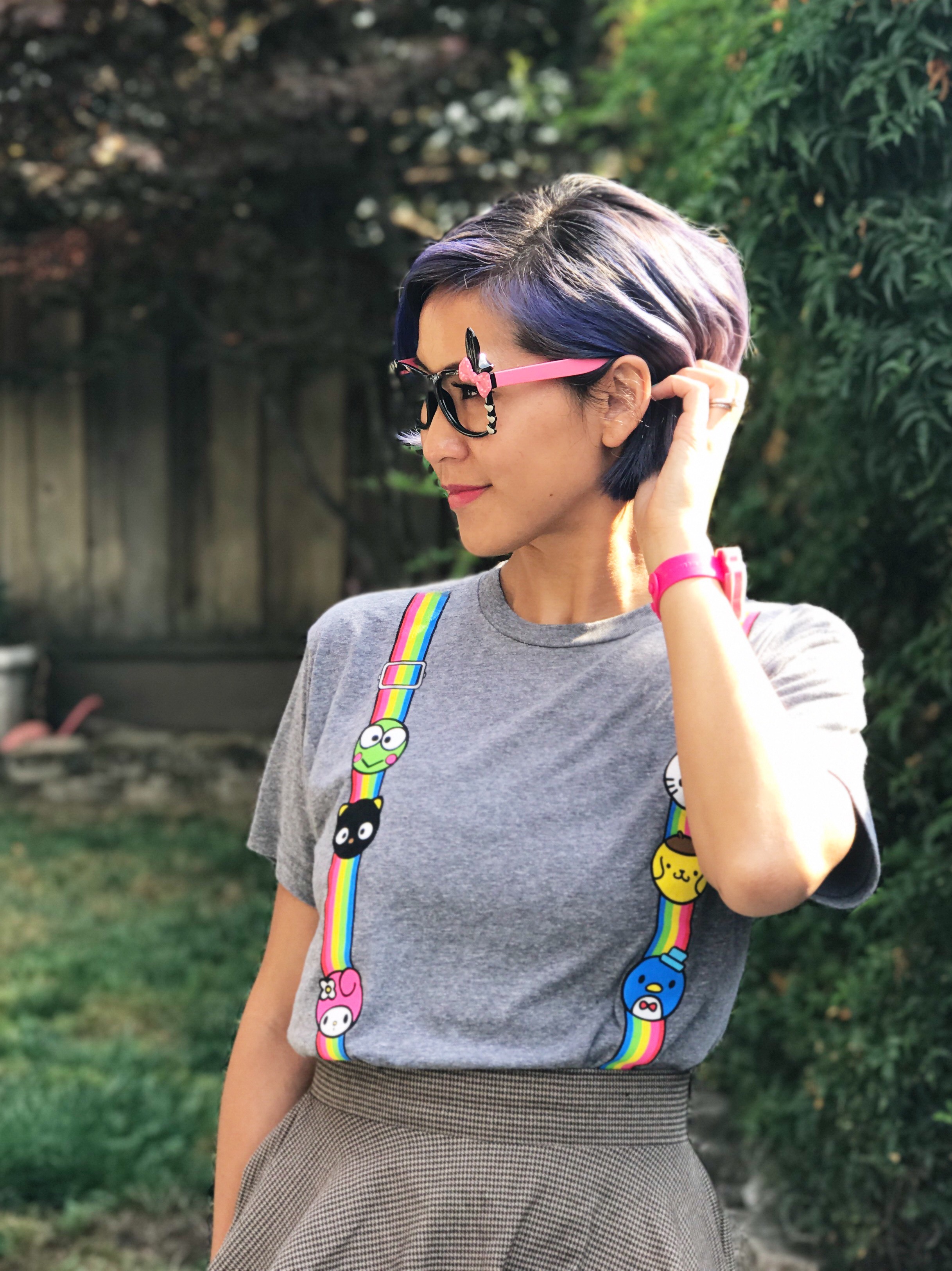 SDCC Sanrio Suspenders Rainbow Tee