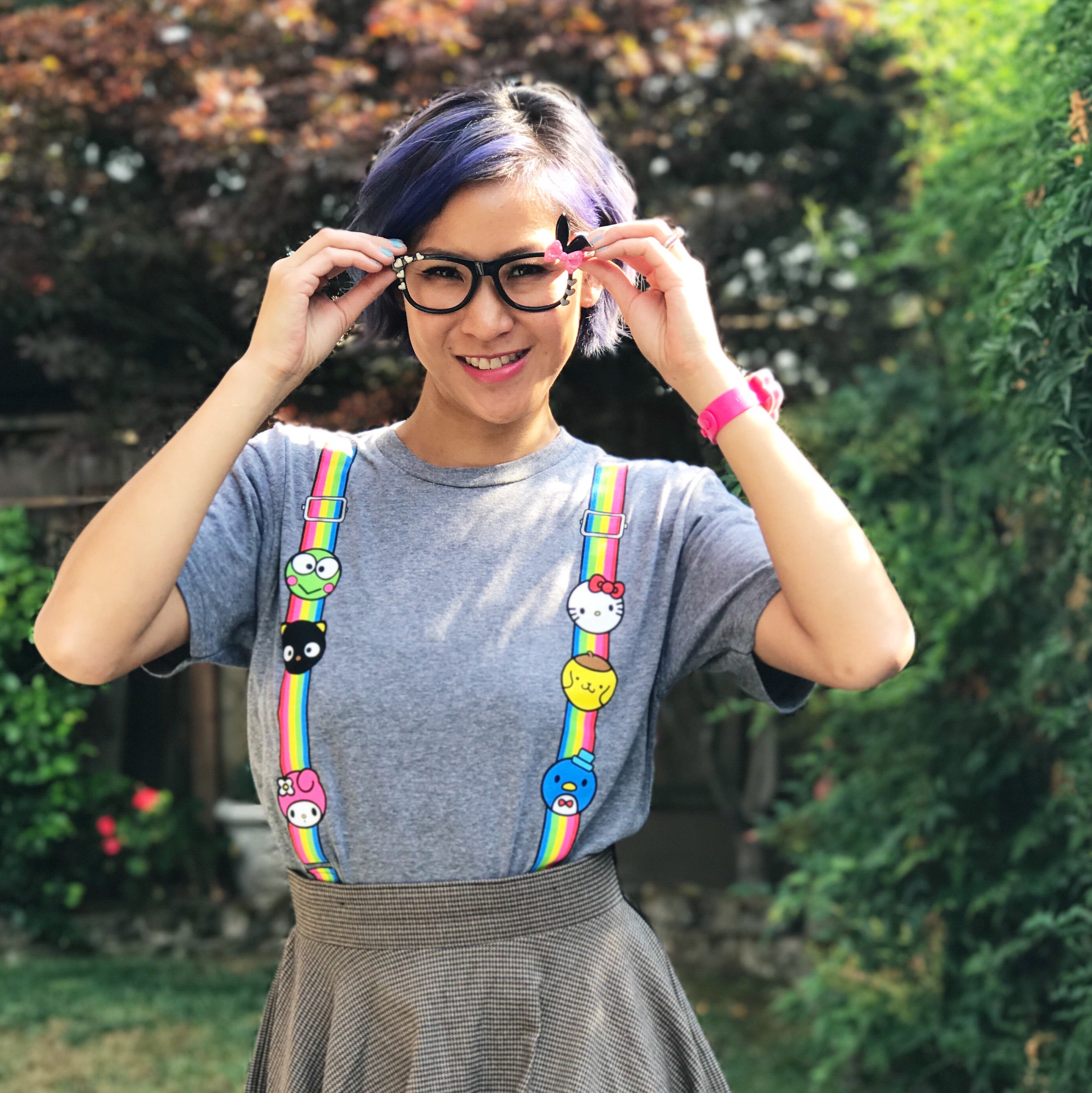 SDCC Sanrio Suspenders Rainbow Tee Geeky Outfit