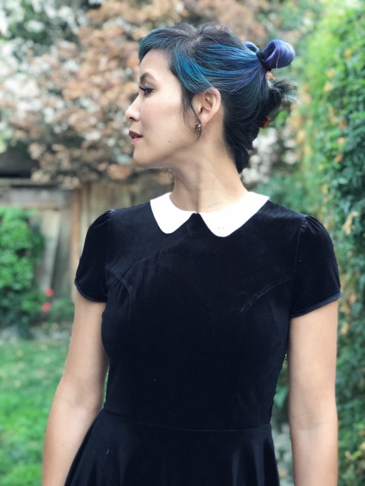 blue hair cute buns